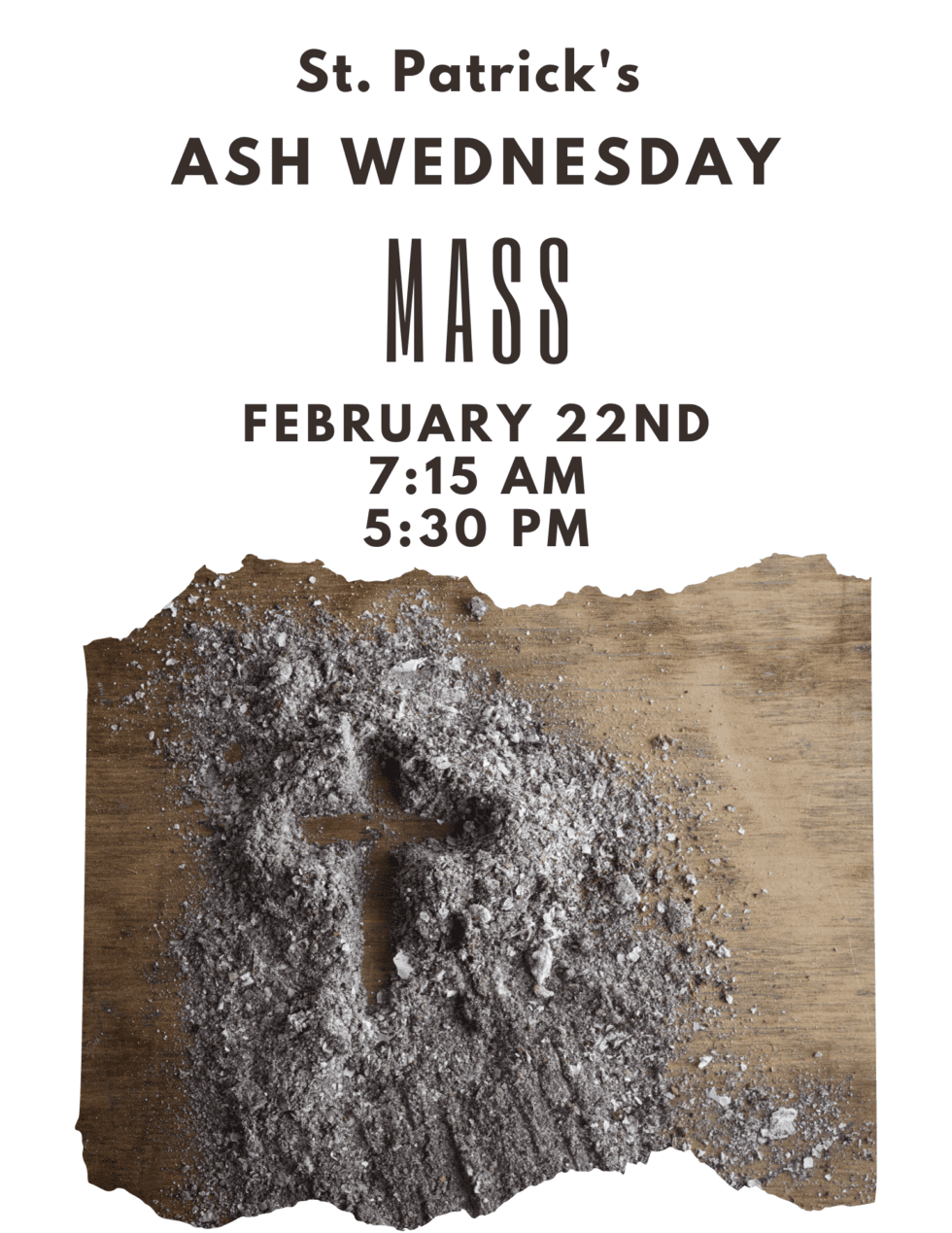 Ash Wednesday Mass Schedule St. Patrick Catholic Church
