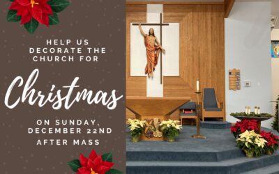 Help us decorate the church for Christmas this Sunday, December 22nd after Mass!